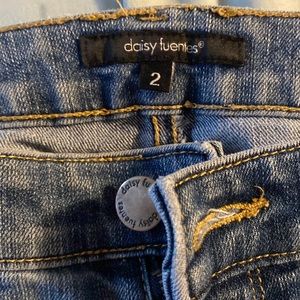 Distressed straight leg jeans